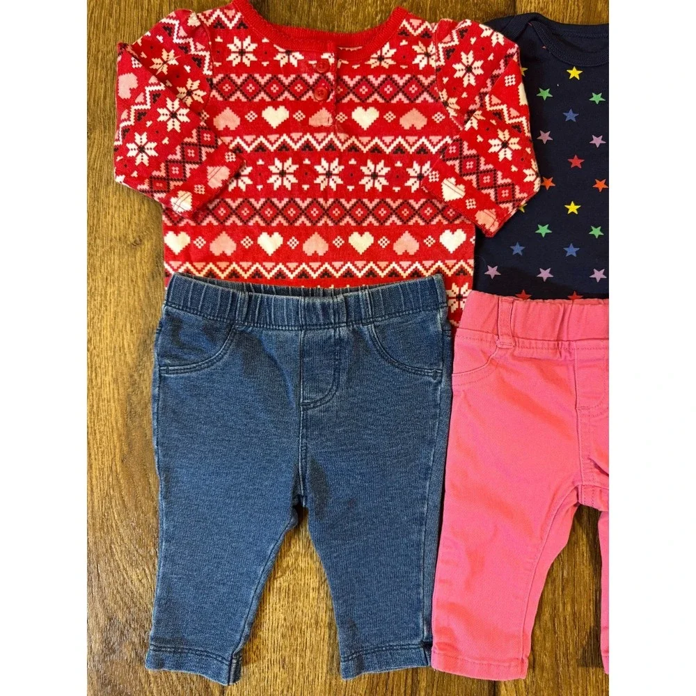 Baby Girl 0/3 Months Clothes Lot Outfits Pants Long Sleeve Shirts Peace Joy Naps